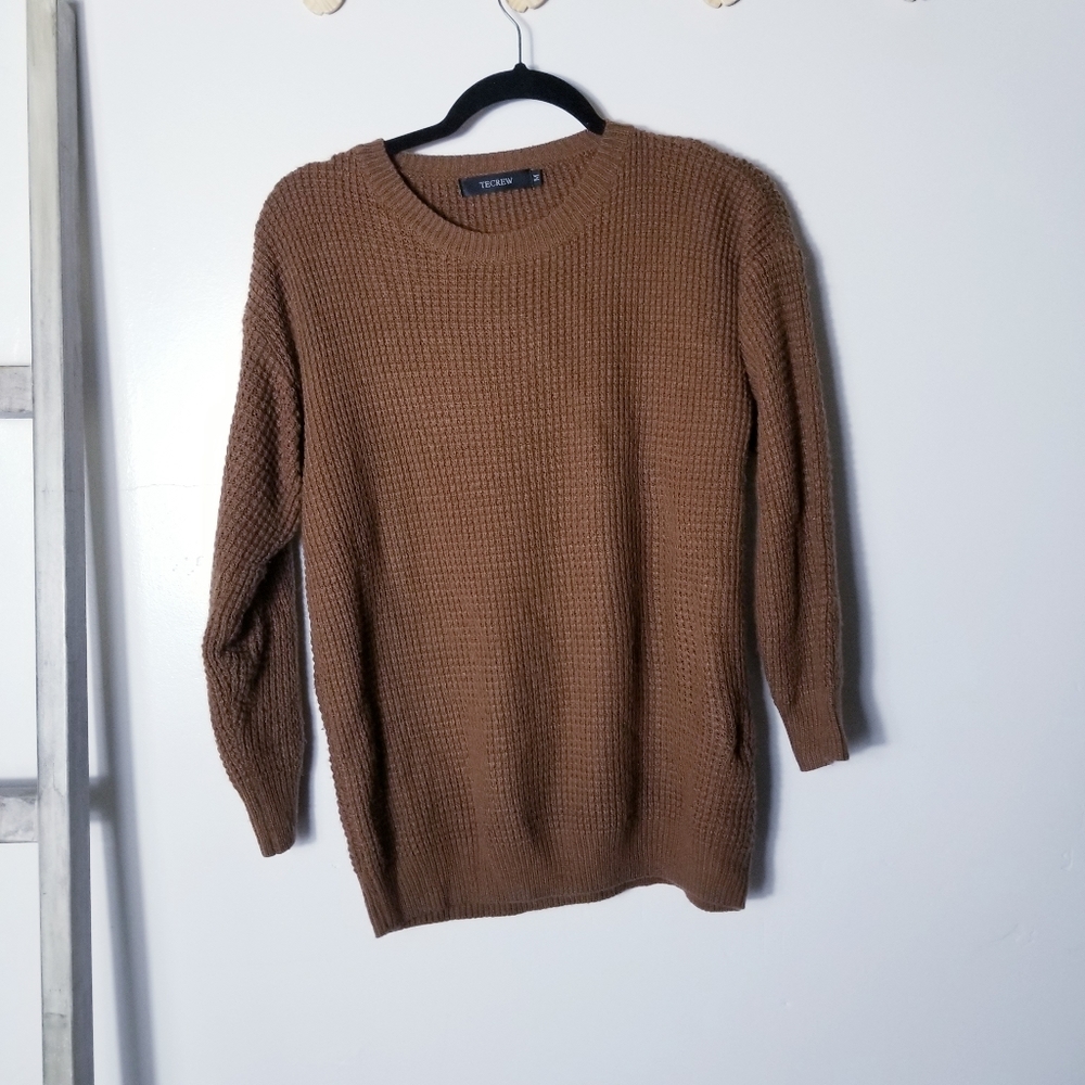 TECREW WAFFLE KNIT BROWN SWEATER SIZE MEDIUM